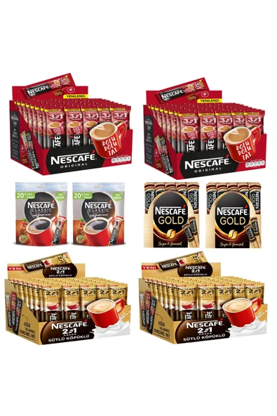 Nescafe Üçü Bir Arada 48'li 2 Paket Sütlü Köpüklü 2 Paket Stick Kahve 20'li 4 Paket ürün görseli 1
