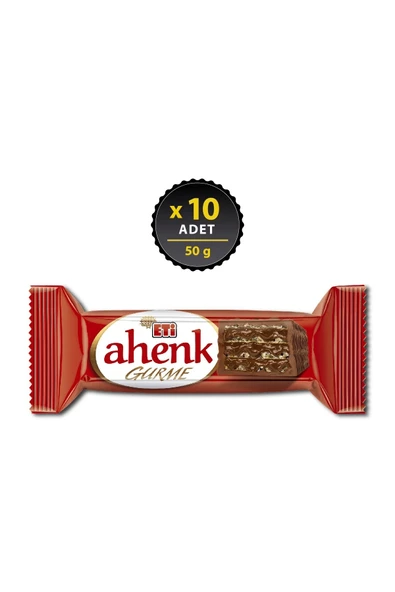 Eti Ahenk Gurme Çikolata Kapli Fındık KremalI Gofret 50 g x 10 Adet ürün görseli 1