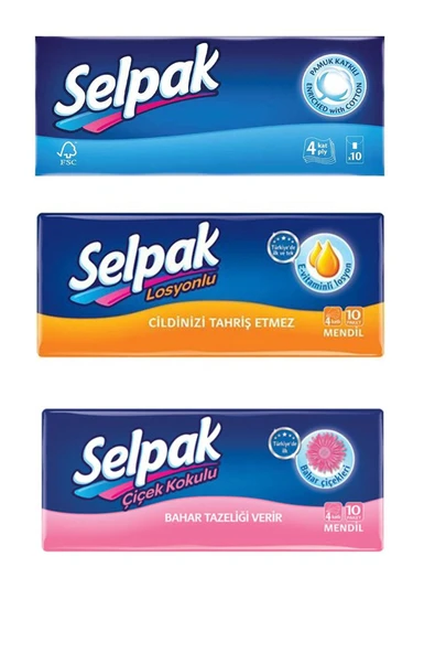 Selpak Mendil 3 'lü Set (KLASİK-LOSYON-PARFÜM)1*3 (30 ADET 1'LU MENDİL) ürün görseli 1