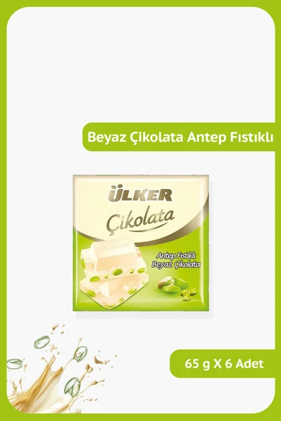 Ülker Antep Fıstıklı Beyaz Çikolata - 65 gram - 6 Adet ürün görseli 1