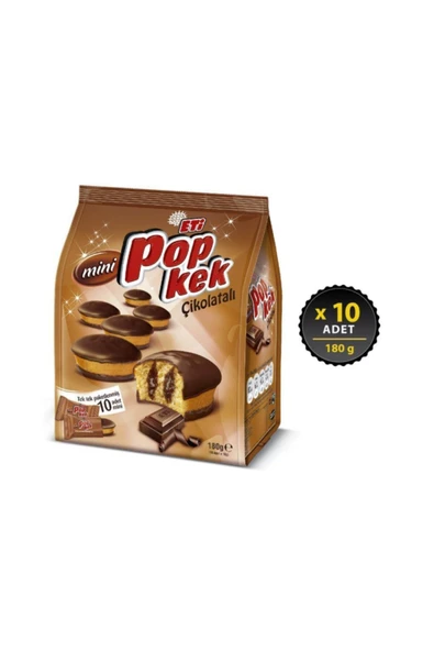 Eti Popkek Mini Çikolatalı Kek 180 g x 10 Adet ürün görseli 1
