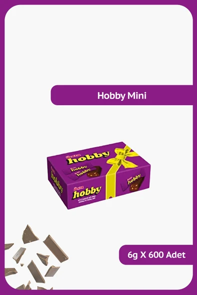 Ülker HOBBY MİNİ - Sütlü Kokolin Kaplamalı Kakaolu ve Fındıklı Bar - 6 gram - 600 Adet ürün görseli 1