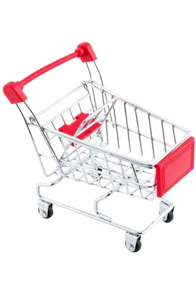 Masaüstü Kırtasiye Minyatür Market Alışveriş Arabası 12 Cm ürün görseli 1