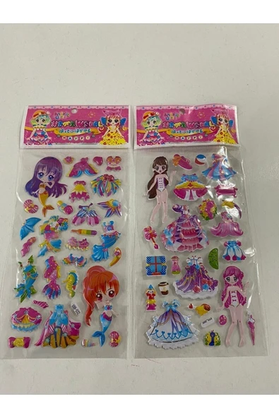 BONBON Giydirmeli 2'li Mor Saçlı Bebek Kabartmalı Sticker ürün görseli 1