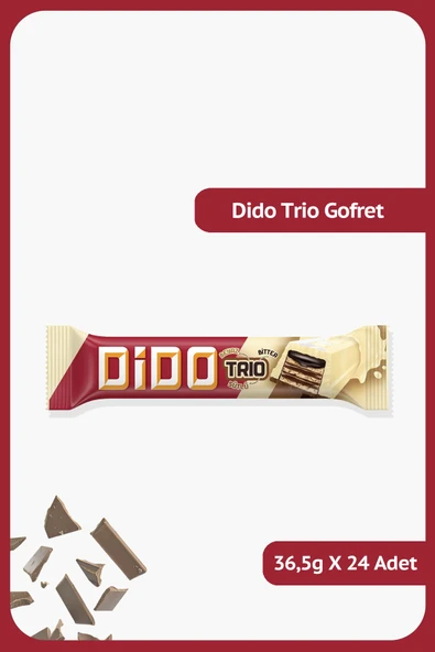 Ülker DİDO Trio - Beyaz, Bitter, Sütlü - 36.5 gram - 24 Adet ürün görseli 1