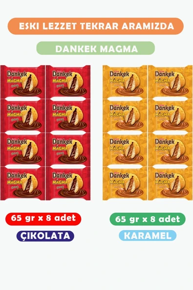 Ülker Dankek Magma 65 Gr X 8adet Karamelli + 65gr X8 Adet Çikolatalı ürün görseli 1