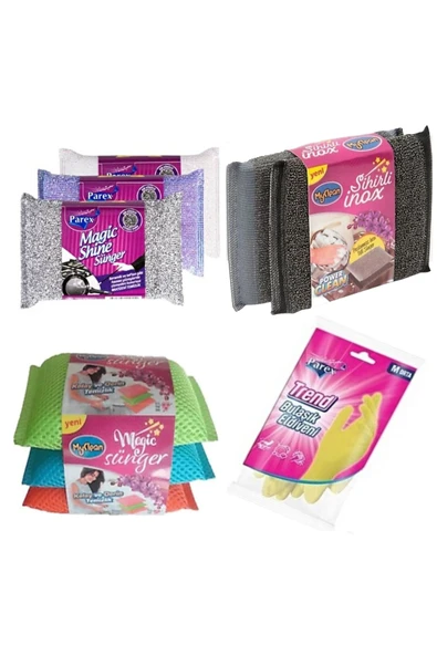 Parex Inox Paslanmaz Çelik Telli Magic Shine Power Master Sihirli Bulaşık Sünger Set ürün görseli 1