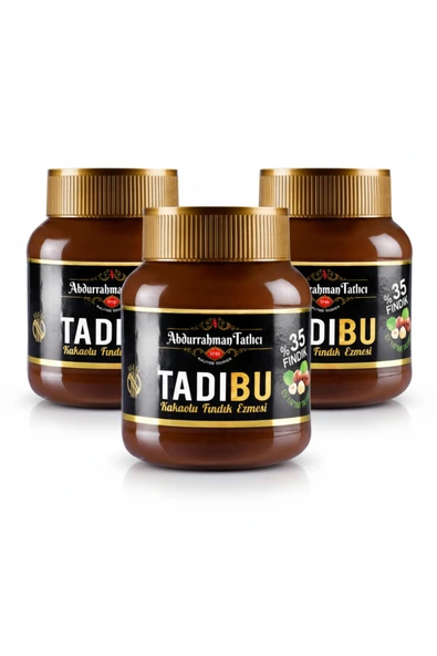 Abdurrahman Tatlıcı TADIBU Kakaolu Fındık Ezmesi 330g x 3 Adet–%35 Yoğun Fındık, Katkısız, Sürülebilir Fındık Çikolatası ürün görseli 1