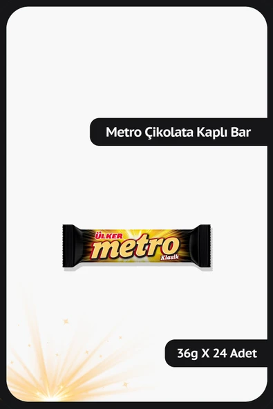 Ülker METRO Sütlü Çikolata Kaplamalı Karamel ve Nugalı Bar - 36 gram - 24 Adet ürün görseli 1