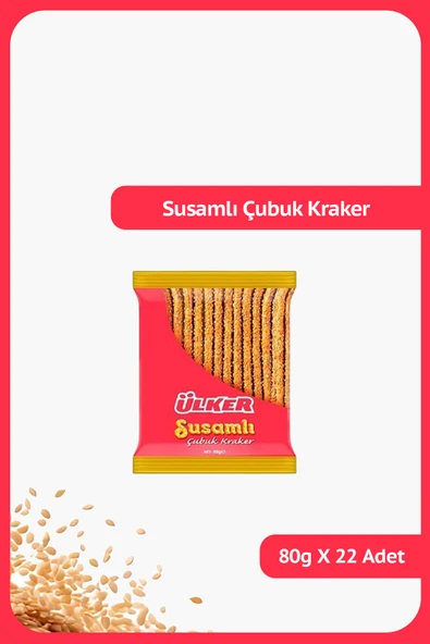 Ülker Susamlı Çubuk Kraker - 80 gram - 22 Adet ürün görseli 1