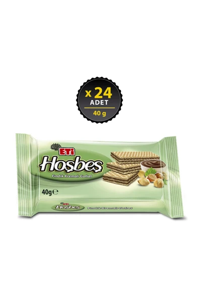 Eti Hoşbeş Fındık Kremalı Gofret 40 g x 24 Adet ürün görseli 1