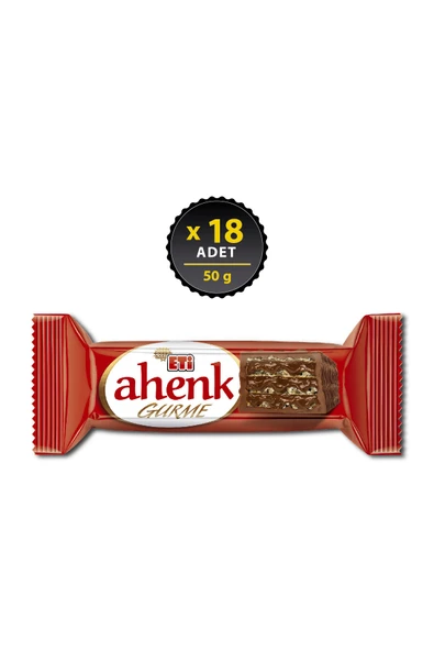 Eti Ahenk Gurme Çikolata Kapli Fındık KremalI Gofret 50 g x 18 Adet ürün görseli 1