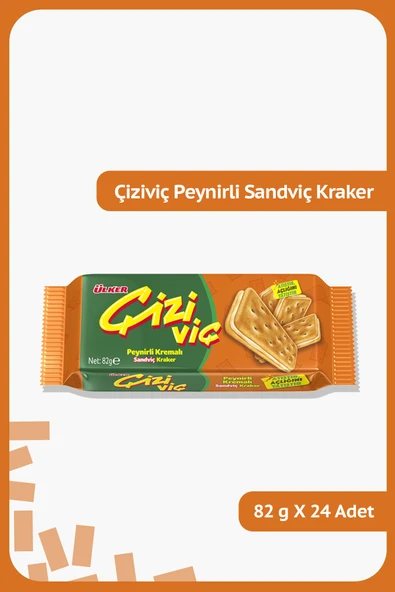 Ülker ÇİZİVİÇ Peynirli Sandviç Kraker - 82 gram - 24 Adet ürün görseli 1