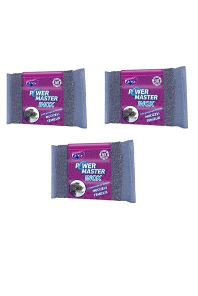 Parex 3 Adet Çelik Işlemeli Bulaşık Süngeri (power Master Inox) ürün görseli 1
