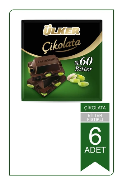 Ülker Çikolata Bitter Fıstıklı Kare (6 Adet) ürün görseli 1
