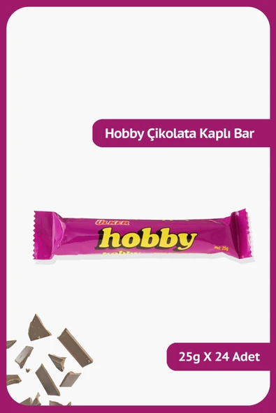 Ülker HOBBY - Sütlü Kokolin Kaplamalı Kakaolu ve Fındıklı Bar - 25 gram - 24 Adet ürün görseli 1