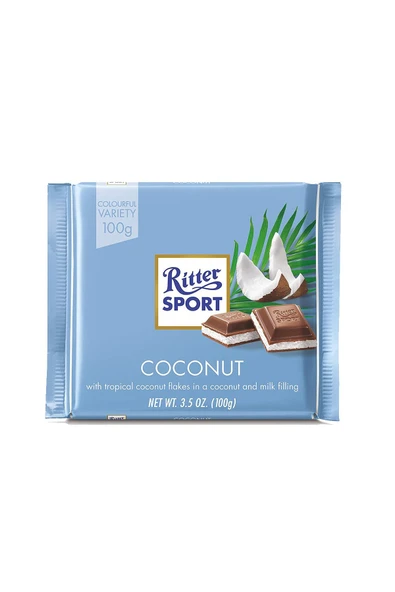 Ritter Sport Sport Kokos Çikolata 100 gr Orijinal Almanya Ürünü ürün görseli 1