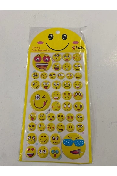 BONBON Gülen Yüz Emoji Beş Kabartmalı Lüks Sticker ürün görseli 1