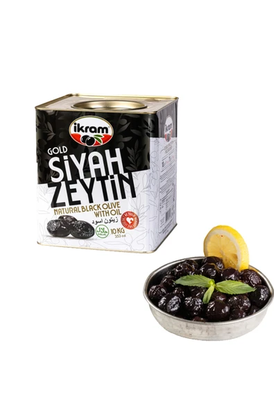 İkram Gold Gemlik Doğal Yağlı Sele Siyah Zeytin 1 Kg Gold Teneke Naturel Siyah Sele Zeytin ürün görseli 1