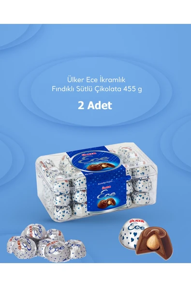 Ülker Ece Bütün Fındıklı Sütlü Çikolata 2'li Paket (2 X 455 Gr) ürün görseli 1