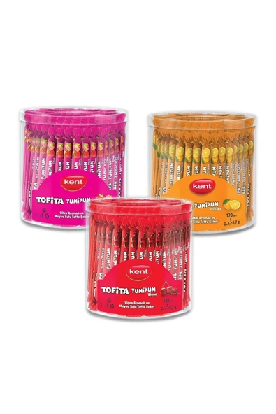 KENT Tofita Yumiyum 3'lü Paket Vişne Çilek Portakal - 360 Adet ürün görseli 1