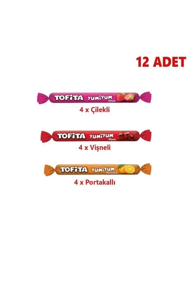 KENT Tofita Yumiyum 12'li Karışık Paket (çilek, Portakal, Vişne) ürün görseli 1