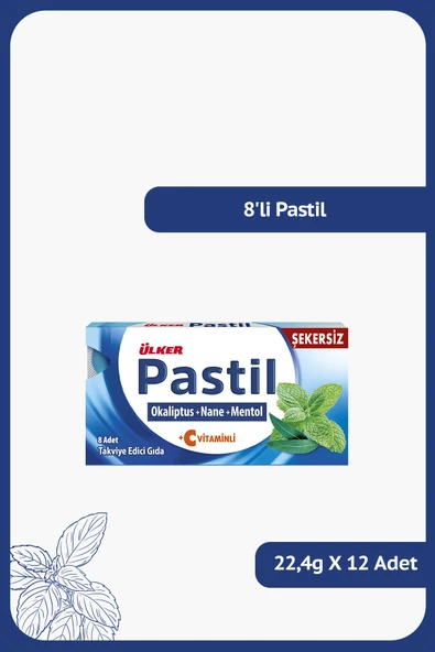 Ülker PASTİL 8'li - Okaliptus-Nane-Mentol - 22.4 gram - 12 Adet ürün görseli 1
