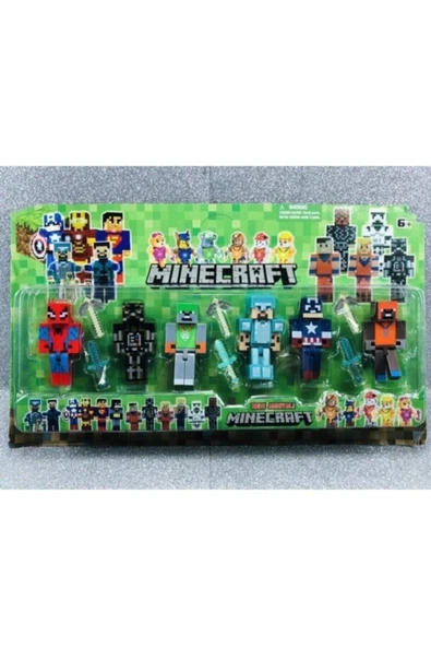 MINECRAFT Spiderman Kaptan Amerika Paw Patrol 12 Parça Oyuncak ürün görseli 1