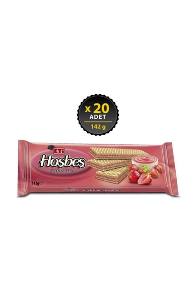 Eti Hoşbeş Çilek Kremalı Gofret 142 g x 20 Adet ürün görseli 1