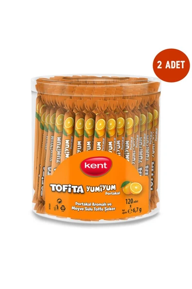 KENT Tofita Yumi Portakal Aromalı Şekerleme 120'li Kavanoz - 2 Adet ürün görseli 1