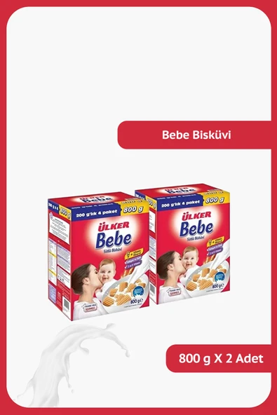 Ülker BEBE Sütlü Bisküvi- Trans Yağ İçermez - 800 gram - 2 Adet ürün görseli 1