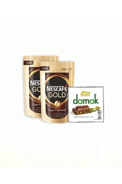 Nescafe Gold 200 gr 2 Adet Alana Damak Kare Antep Fıstıklı Çikolata ürün görseli 1