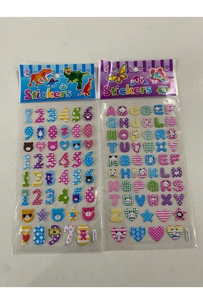 BONBON Harf Ve Rakam Renkli Kabartmalı Lüks Stickler ürün görseli 1