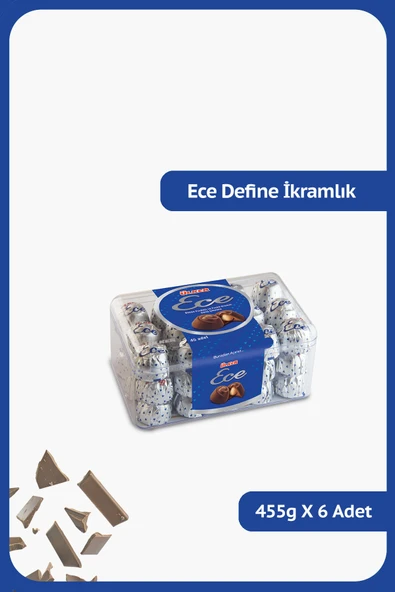 Ülker ECE DEFİNE İkramlık Bütün Fındıklı Sütlü Çikolata - 455 gram - 6 Adet ürün görseli 1