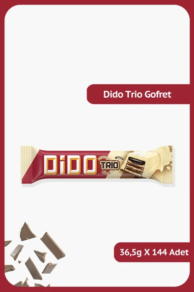Ülker DİDO Trio - Beyaz, Bitter, Sütlü - 36.5 gram - 144 Adet ürün görseli 1
