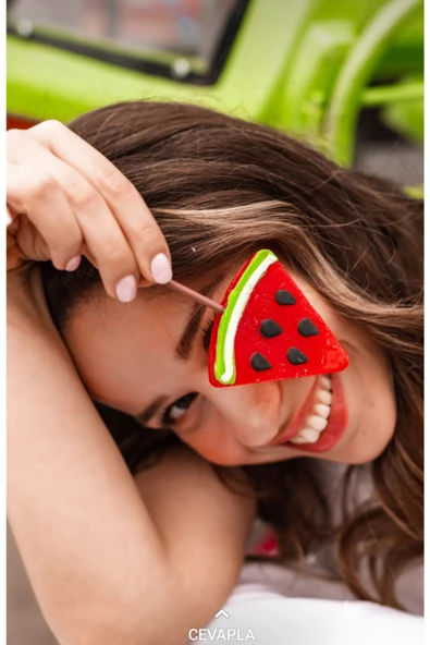 CANDY POP'S Çubuklu Lolipop Sosyete Şekeri Karpuz Aromalı (12 Adet) ürün görseli 1
