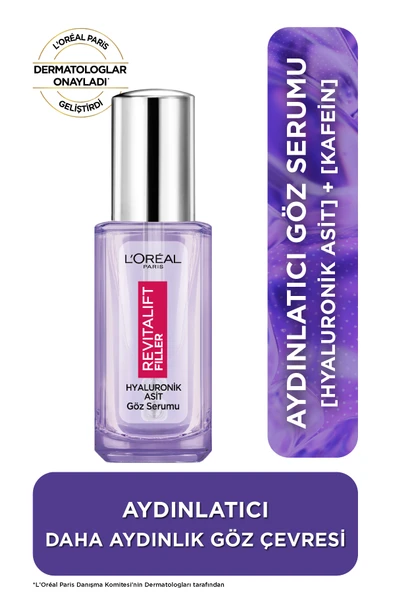 L'Oreal Paris Revitalift Filler [Hyaluronik Asit+Niasinamid+Saf Kafein] Aydınlatıcı, Kırışıklık Karşıtı Göz Serumu ürün görseli 1