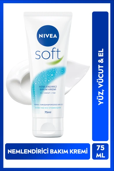 NIVEA Soft Nemlendirici Bakım Kremi 75ml, Jojoba Yağı, E Vitamini, El Yüz Vücut, Yumuşak Cilt,Canlandırıcı ürün görseli 1