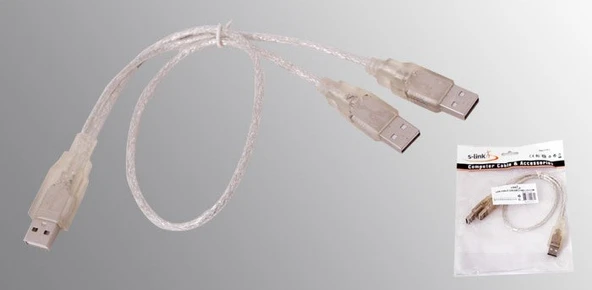 Usb 2.0 Usb Erkek To 2X Usb Erkek 60Cm Kablo SL-U32 ürün görseli 1