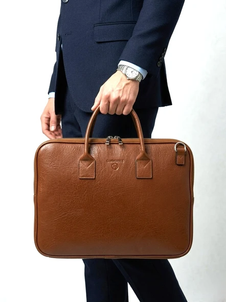 Sedef Çanta Ss 1446 Unisex 15.6 inç Uyumlu Suni Deri Darbe Korumalı Laptop ve Evrak Çantası TABA ürün görseli 1