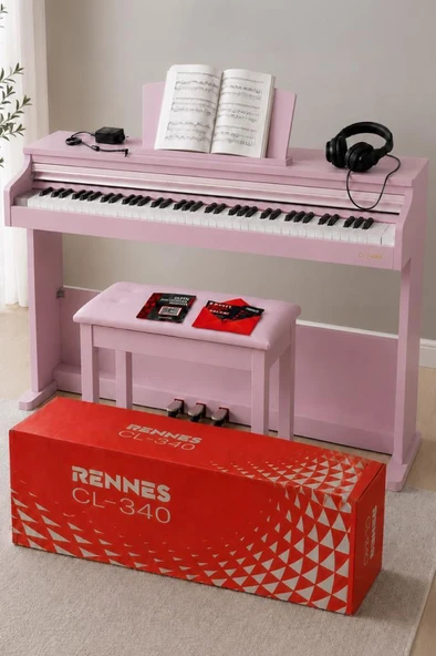 Rennes CL-340PK Tuş Hassasiyetli 88 Tuş Dijital Piyano Profesyonel Pembe ürün görseli 1