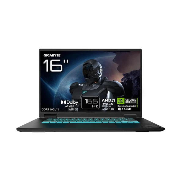Gigabyte A16 R7-260 16GB 1TB RTX5060 165Hz 16" Freedos 3VHK3TR894SD ürün görseli 1