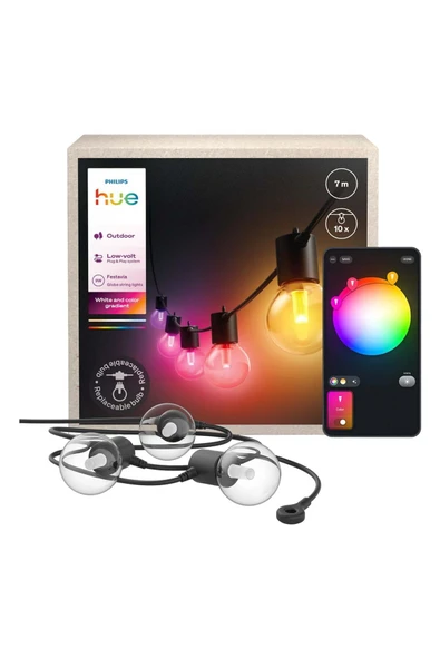 Philips Hue Festavia Globe - Dış Mekan Akıllı Sıralı Işıklar 7 metre 10 Ampul ürün görseli 1