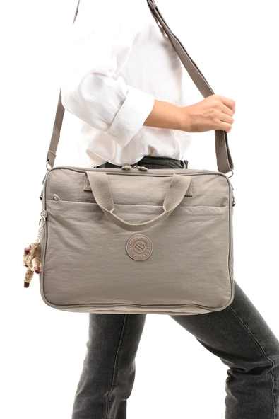 Sedef Çanta Ss 3027  Unisex Krinkıl Suya Dayanıklı Laptop Bölmeli Çapraz-el Askılı Evrak Ve Laptop Çantası KUM ürün görseli 1