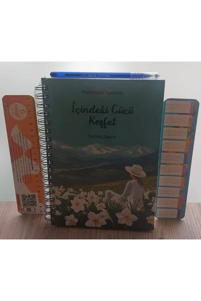 Geleceğin Yıldızları Motivasyon Ajandam Tarihsiz Sipiralli Stecer Sayfalı ve Sezgistore Ayraç+Kalem ürün görseli 1