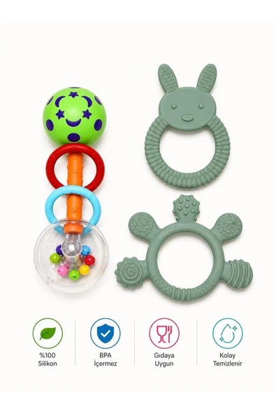 ERMA HOME 3lü Çıngıraklı Diş Kaşıyıcı Set ürün görseli 1