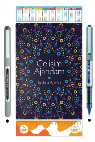 Uniball Eye Fine 0.7 Mm Roller Mavi ve Siyah Kalem İle Tarihsiz Gelişim Ajandam+Sezgistore Ayraç ürün görseli 1