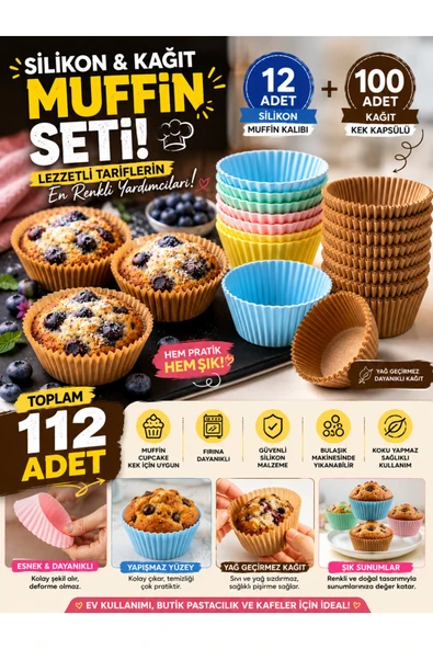 ermaslicon 100 Adet Kraft Kağıt Muffin Cupcake Kapsülü | Yağ Geçirmez Kek Kalıbı Fırın Kağıdı ürün görseli 1