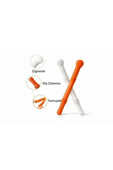 ERMA HOME Silikon Pipet & Diş Kaşıyıcı Set – 2’li (Turuncu-Gri-Bej) ürün görseli 1