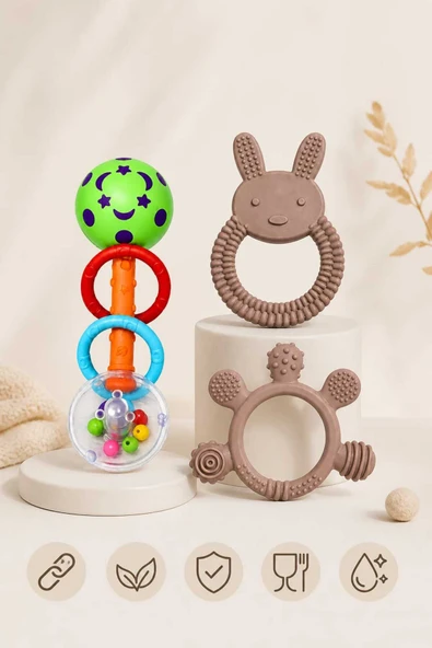 ERMA HOME 3lü Çıngıraklı Diş Kaşıyıcı Set ürün görseli 1